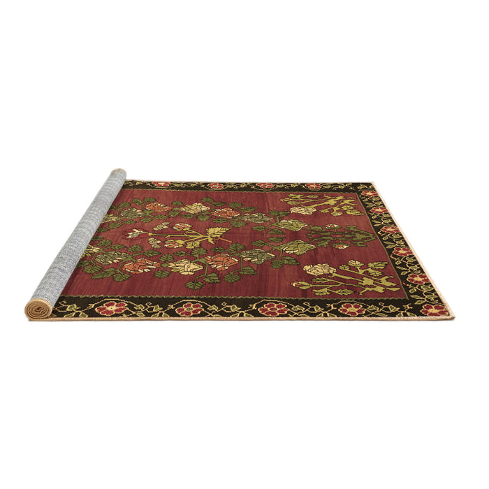 Sideview of Machine Washable Persian Brown Traditional Rug, wshtr127brn