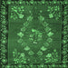 Square Machine Washable Persian Emerald Green Traditional Area Rugs, wshtr127emgrn