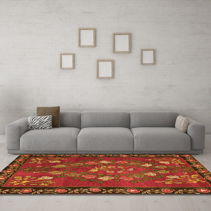 Machine Washable Persian Orange Traditional Area Rugs in a Living Room, wshtr127org
