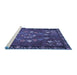 Sideview of Machine Washable Persian Blue Traditional Rug, wshtr127blu