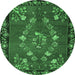 Round Persian Emerald Green Traditional Rug, tr127emgrn