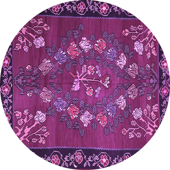 Round Persian Purple Traditional Rug, tr127pur