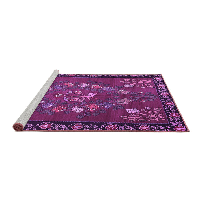 Sideview of Machine Washable Persian Purple Traditional Area Rugs, wshtr127pur