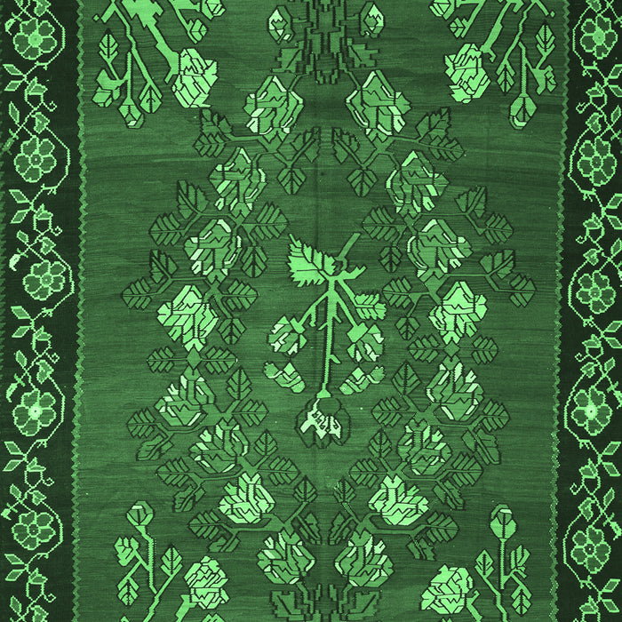 Machine Washable Persian Emerald Green Traditional Area Rugs, wshtr127emgrn