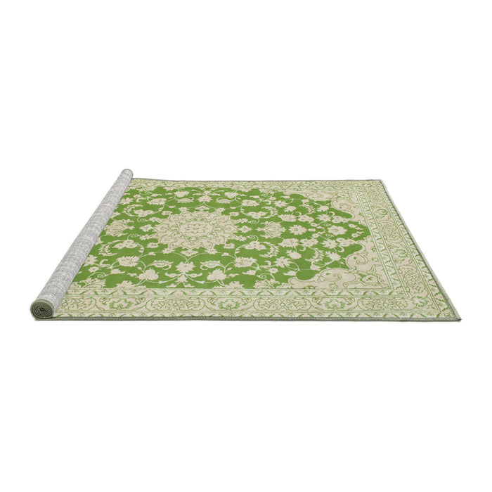 Sideview of Machine Washable Traditional Khaki Gold Rug, wshtr128