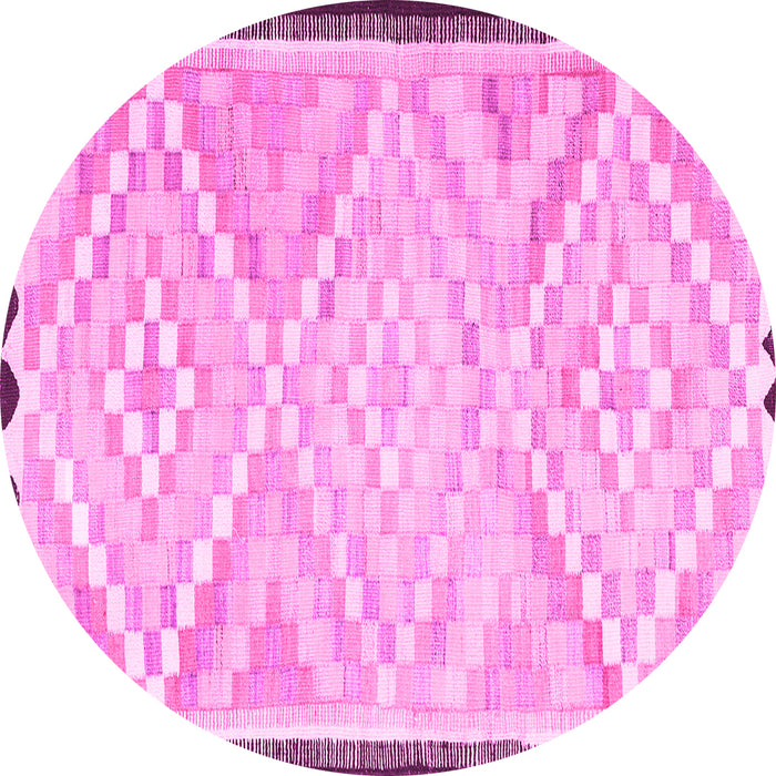 Round Machine Washable Southwestern Pink Country Rug, wshtr1280pnk