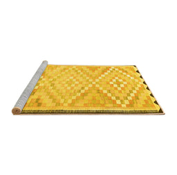Sideview of Machine Washable Southwestern Yellow Country Rug, wshtr1280yw