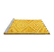 Sideview of Machine Washable Southwestern Yellow Country Rug, wshtr1280yw