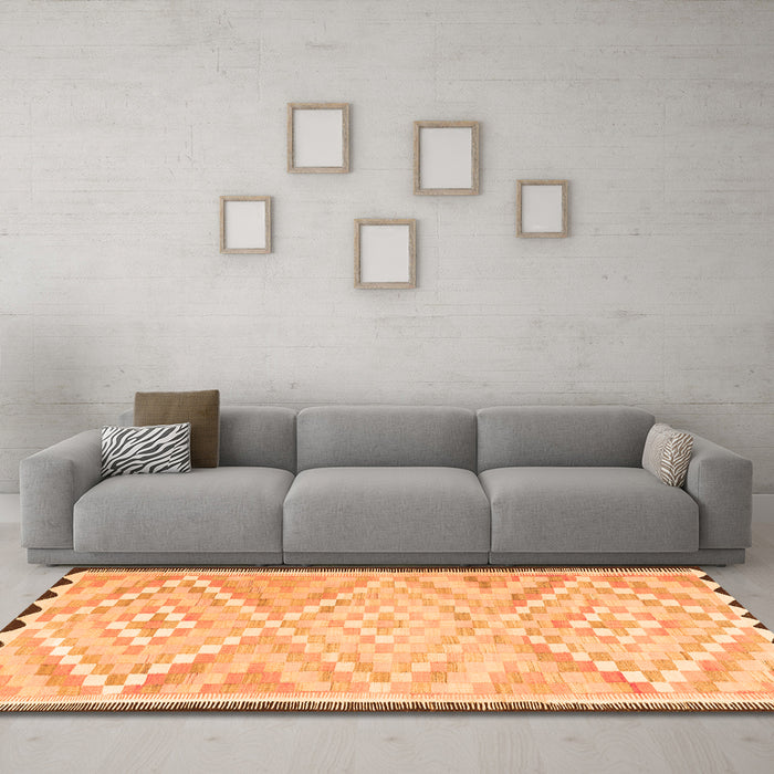 Machine Washable Southwestern Orange Country Area Rugs in a Living Room, wshtr1280org
