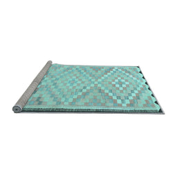 Sideview of Machine Washable Southwestern Light Blue Country Rug, wshtr1280lblu