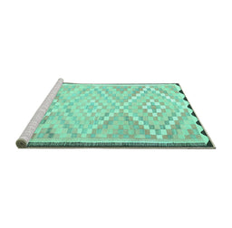 Sideview of Machine Washable Southwestern Turquoise Country Area Rugs, wshtr1280turq