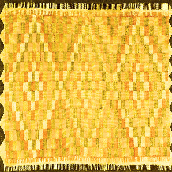 Square Machine Washable Southwestern Yellow Country Rug, wshtr1280yw