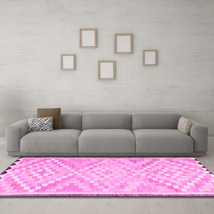 Machine Washable Southwestern Pink Country Rug in a Living Room, wshtr1280pnk