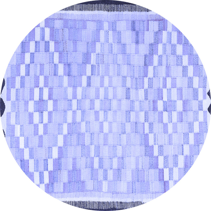 Round Machine Washable Southwestern Blue Country Rug, wshtr1280blu