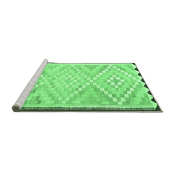 Sideview of Machine Washable Southwestern Emerald Green Country Area Rugs, wshtr1280emgrn