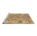 Sideview of Machine Washable Traditional Dark Gold Brown Rug, wshtr1281