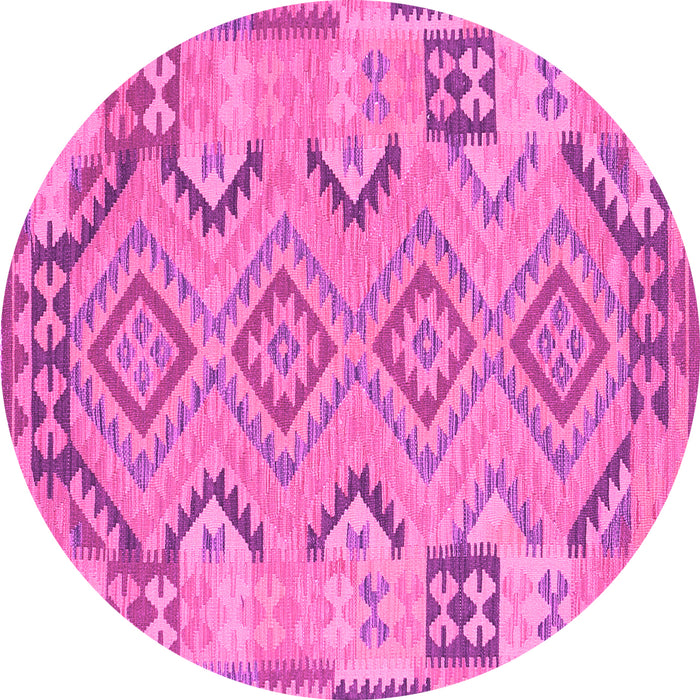 Round Machine Washable Persian Pink Traditional Rug, wshtr1281pnk