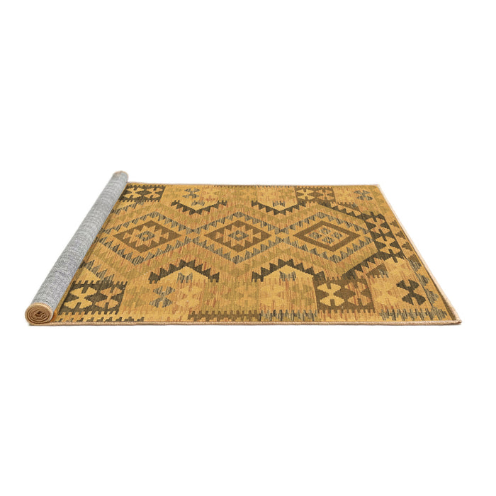 Sideview of Machine Washable Persian Brown Traditional Rug, wshtr1281brn