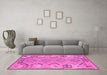 Machine Washable Persian Pink Traditional Rug in a Living Room, wshtr1281pnk