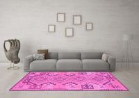 Machine Washable Persian Pink Traditional Rug, wshtr1281pnk