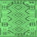 Square Persian Emerald Green Traditional Rug, tr1281emgrn