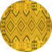 Round Persian Yellow Traditional Rug, tr1281yw