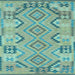 Square Machine Washable Persian Light Blue Traditional Rug, wshtr1281lblu