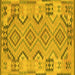 Square Machine Washable Persian Yellow Traditional Rug, wshtr1281yw