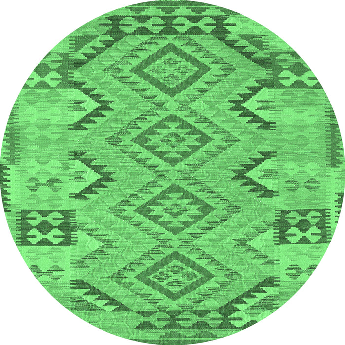 Round Persian Emerald Green Traditional Rug, tr1281emgrn