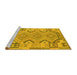 Sideview of Machine Washable Persian Yellow Traditional Rug, wshtr1281yw