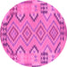 Round Persian Pink Traditional Rug, tr1281pnk