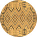 Round Persian Brown Traditional Rug, tr1281brn