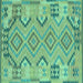 Square Persian Turquoise Traditional Rug, tr1281turq