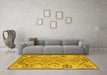 Machine Washable Persian Yellow Traditional Rug in a Living Room, wshtr1281yw