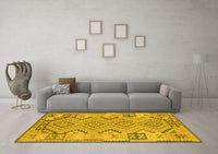 Machine Washable Persian Yellow Traditional Rug, wshtr1281yw