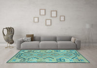 Machine Washable Persian Light Blue Traditional Rug, wshtr1281lblu