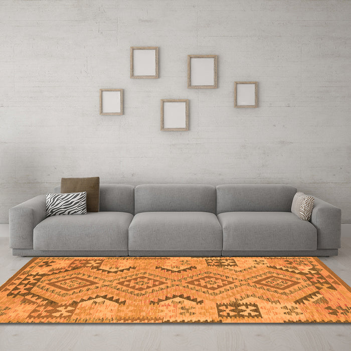 Machine Washable Persian Orange Traditional Area Rugs in a Living Room, wshtr1281org