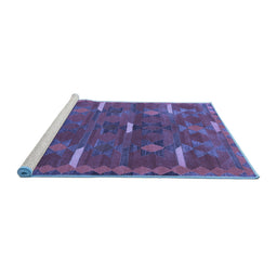 Sideview of Machine Washable Southwestern Blue Country Rug, wshtr1282blu