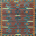 Square Machine Washable Southwestern Light Blue Country Rug, wshtr1282lblu