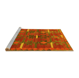 Sideview of Machine Washable Southwestern Yellow Country Rug, wshtr1282yw