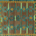 Square Machine Washable Southwestern Turquoise Country Area Rugs, wshtr1282turq