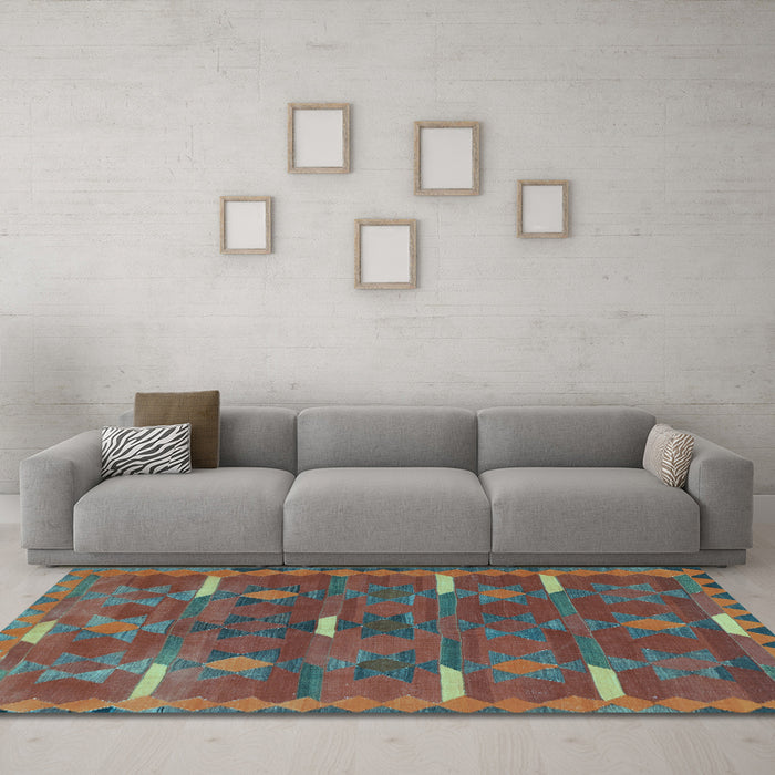 Machine Washable Southwestern Light Blue Country Rug in a Living Room, wshtr1282lblu