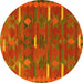 Round Machine Washable Southwestern Yellow Country Rug, wshtr1282yw