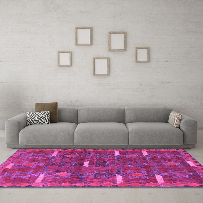 Machine Washable Southwestern Purple Country Area Rugs in a Living Room, wshtr1282pur