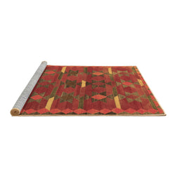 Sideview of Machine Washable Southwestern Brown Country Rug, wshtr1282brn
