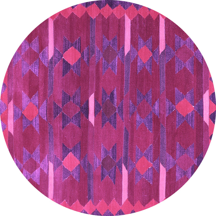 Round Machine Washable Southwestern Purple Country Area Rugs, wshtr1282pur