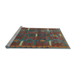 Sideview of Machine Washable Southwestern Light Blue Country Rug, wshtr1282lblu
