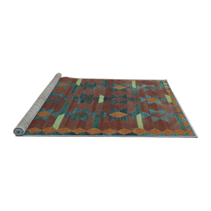 Sideview of Machine Washable Southwestern Light Blue Country Rug, wshtr1282lblu
