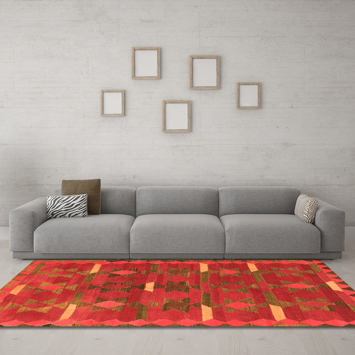 Machine Washable Southwestern Orange Country Area Rugs in a Living Room, wshtr1282org