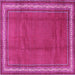 Square Machine Washable Persian Pink Traditional Rug, wshtr1283pnk